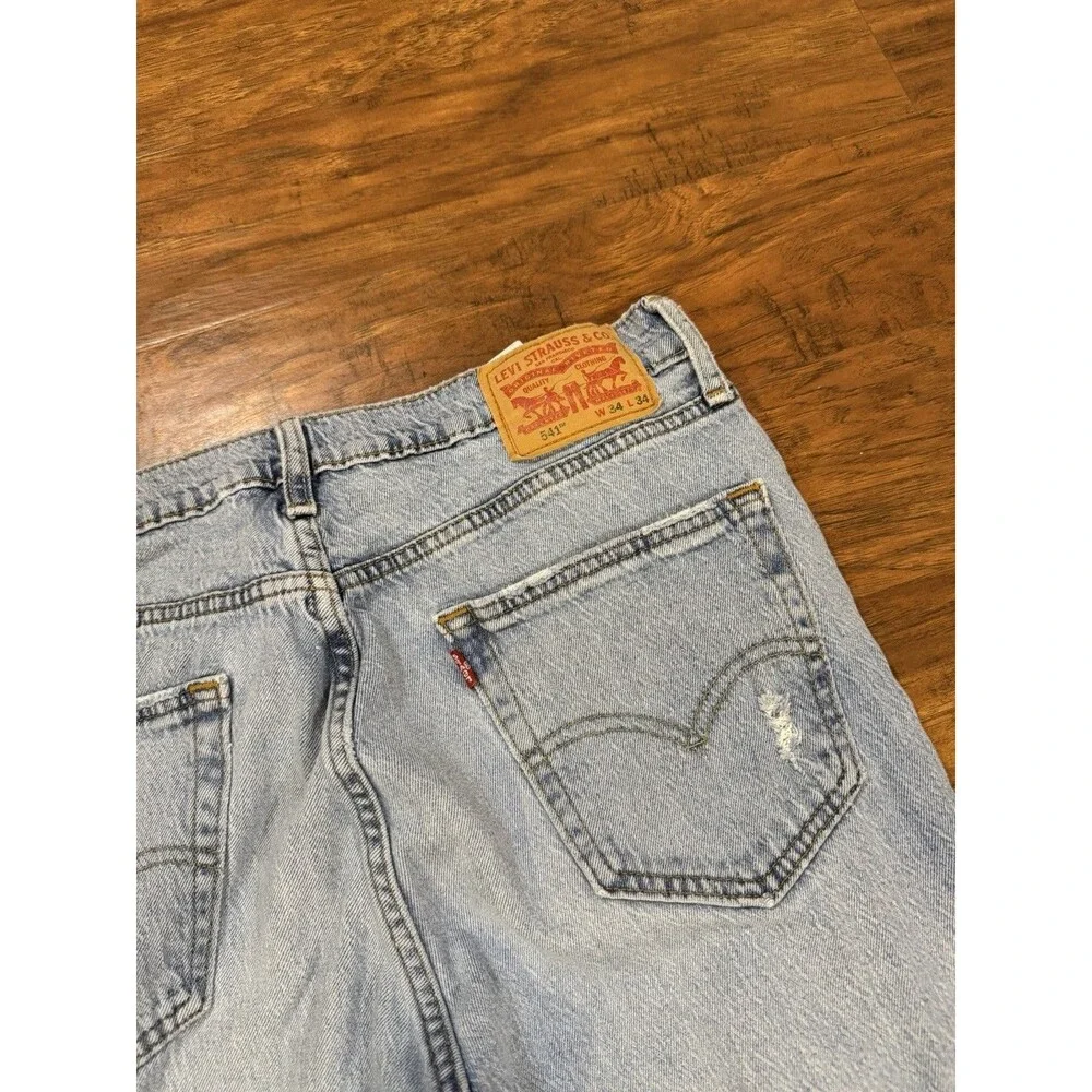 Levi's 541 Jeans Mens 34x34 Blue Rinse Denim Zip Fly Patches